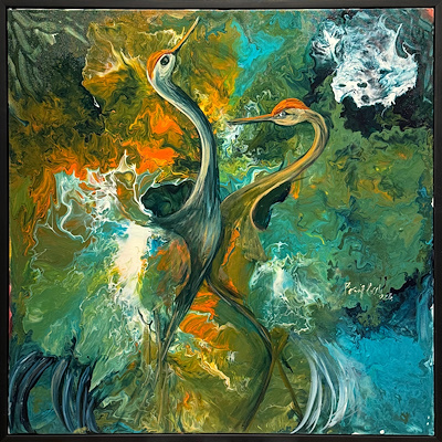 Pervin Karslı imzalı tablo — Akrilik Boya, 80×80 cm, 12.000 TL müzayede satışı