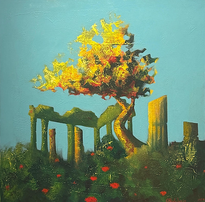 Abdulaziz Demir imzalı tablo — Akrilik Boya, 90×90 cm, 13.000 TL müzayede satışı