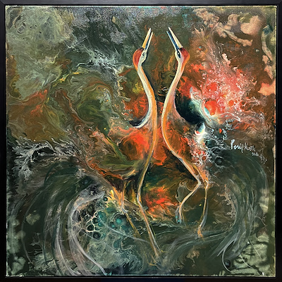 Pervin Karslı imzalı tablo — Akrilik Boya, 70×70 cm, 9.000 TL müzayede satışı