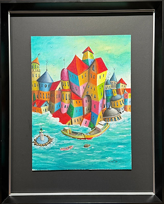 Cüneyt Süer imzalı tablo — Akrilik Boya, 36×27 cm, 10.000 TL müzayede satışı