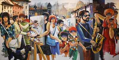 Efgan Beyaz imzalı tablo — Akrilik Boya, 150×300 cm, 90.000 TL müzayede satışı