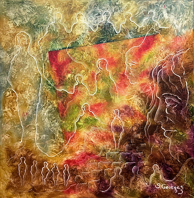 Spyros Georgas imzalı tablo — Yağlı Boya, 80×80 cm, 20.000 TL müzayede satışı