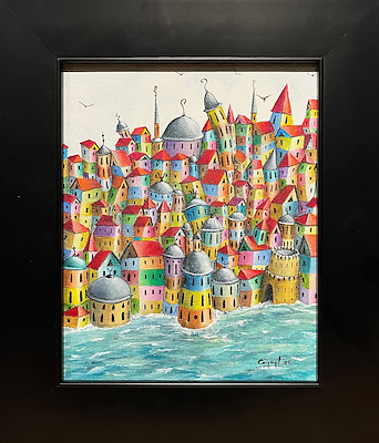 Cüneyt Süer imzalı tablo — Akrilik Boya, 25×20 cm, 9.000 TL müzayede satışı