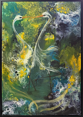 Pervin Karslı imzalı tablo — Akrilik Boya, 100×70 cm, 12.000 TL müzayede satışı