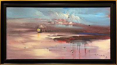 Hüseyin Macar imzalı tablo — Akrilik Boya, 38×78 cm, 5.500 TL müzayede satışı