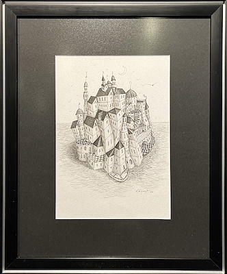 Cüneyt Süer imzalı tablo — 28×20 cm, 5.500 TL müzayede satışı