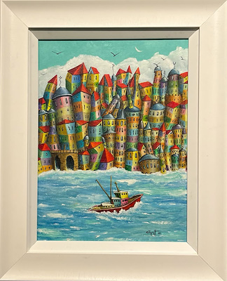 Cüneyt Süer imzalı tablo — Akrilik Boya, 37×27 cm, 18.000 TL müzayede satışı