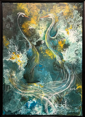 Pervin Karslı imzalı tablo — Akrilik Boya, 100×70 cm, 20.000 TL müzayede satışı