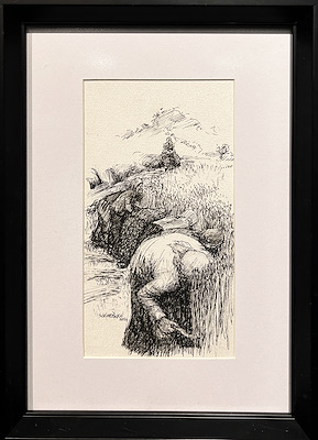 Selahattin Gökoğlan imzalı tablo — Hat, 25×13 cm, 2.000 TL müzayede satışı