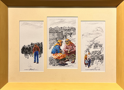 Selahattin Gökoğlan imzalı tablo — Hat, 25×11 cm, 2.500 TL müzayede satışı