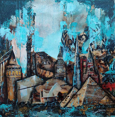 Guzel Abdrakhmanova imzalı tablo — Karışık Teknik, 40×40 cm, 10.000 TL müzayede satışı