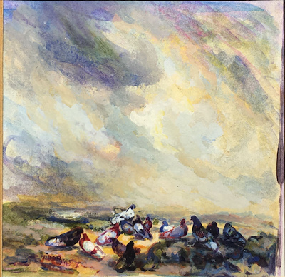 Burhan Yıldırım imzalı tablo — Sulu Boya, 14×14 cm, 1.000 TL müzayede satışı