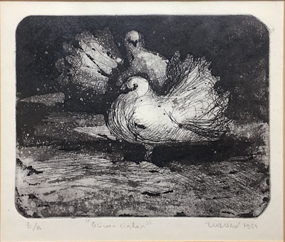 Burhan Yıldırım imzalı tablo — Gravür, 16×18 cm, 1.100 TL müzayede satışı