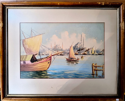 Vahit Armağan imzalı tablo — Sulu Boya, 27×40 cm, 10.000 TL müzayede satışı