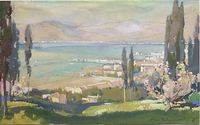 Naci Kalmukoğlu imzalı tablo — Sulu Boya, 15×25 cm, 120.000 TL müzayede satışı