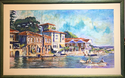 Nafız Çamlıbel imzalı tablo — Karışık Teknik, 50×90 cm, 8.000 TL müzayede satışı