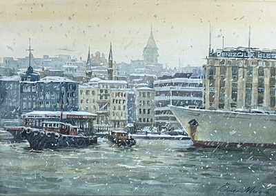 Ömer Muz imzalı tablo — Sulu Boya, 21×30 cm, 5.000 TL müzayede satışı