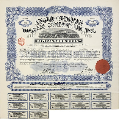 ottoman tobacco company Anglo-Ottoman Company, Limited 1930 Turkey Stock Certificate  Artonpapers Also available in a rectangular version Ottoman Tobacco Tin With Lid
