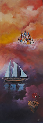 Sait Işık imzalı tablo — Yağlı Boya, 125×45 cm, 1.500 TL müzayede satışı