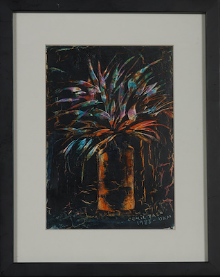 Cemil Başo imzalı tablo — Karışık Teknik, 24×17 cm, 1.000 TL müzayede satışı