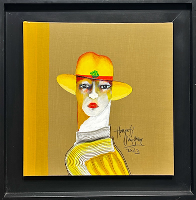 Hayati Misman-Sarı Şapkalı Kadın, Tuval Üzerine Yağlıboya, 50x50