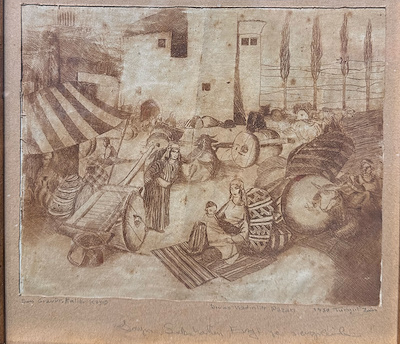 Turgut Zaim imzalı tablo — Gravür, 22×24 cm, 15.000 TL müzayede satışı