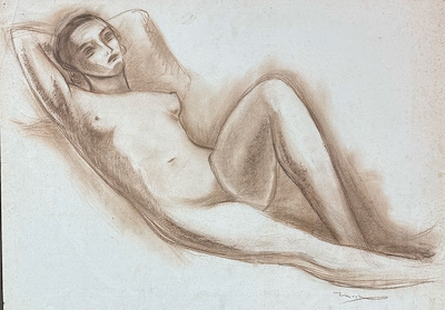 Zühtü Mürütoğlu Nü imzalı tablo — 55×75 cm, 21.000 TL müzayede satışı