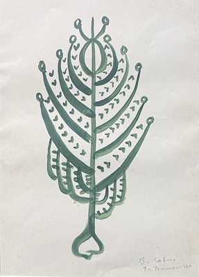 Bedri Rahmi imzalı tablo — Guaj, 27×19 cm, 72.500 TL müzayede satışı