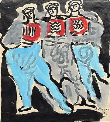 Bedri Rahmi imzalı tablo — Guaj, 22×18 cm, 140.000 TL müzayede satışı