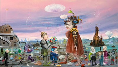 Neslihan Özgenç imzalı tablo — Yağlı Boya, 100×175 cm, 47.000 TL müzayede satışı