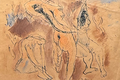 Bedri Rahmi imzalı tablo — Karışık Teknik, 16×24 cm, 87.500 TL müzayede satışı
