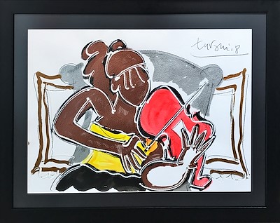 Adnan Turani-Kemancı, Kağıt Üzerine Yağlıboya, 50x70 cm, İmzalı