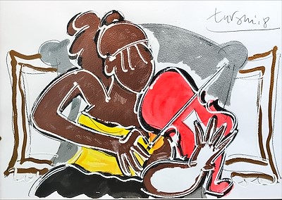 Adnan Turani-Kemancı, Kağıt Üzerine Yağlıboya, 50x70 cm, İmzalı