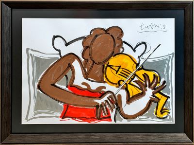 Adnan Turani-Keman Çalan Kadın, Karton Üzerine Yağlıboya, 50x70