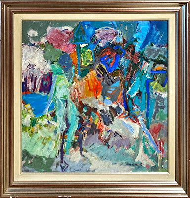 Sali Turan-Soyut Kompozisyon, Tuval Üzerine Yağlıboya, 60x60 cm