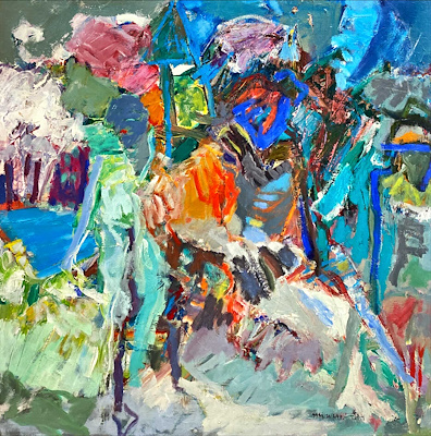 Sali Turan-Soyut Kompozisyon, Tuval Üzerine Yağlıboya, 60x60 cm