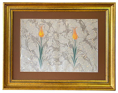MUSTAFA DÜZGÜNMAN (1920-1990)-Çiçekli Ebru. İmzalı. 35 x 50 cm
