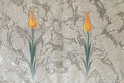 MUSTAFA DÜZGÜNMAN (1920-1990)-Çiçekli Ebru. İmzalı. 35 x 50 cm