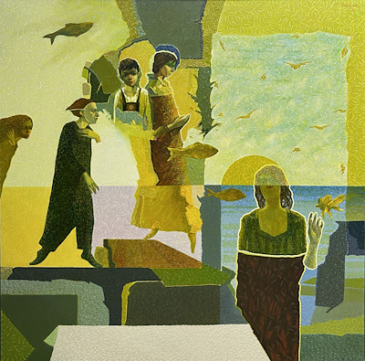 Prof. Nedret Yaşar imzalı tablo — Yağlı Boya, 150×150 cm, 186.536 TL müzayede satışı
