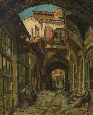 Celal Uzel (1901-1965) Kalcı Hanı (istanbul) .55 X 46 Cm. 1958 Tarihli. imzalı tablo — Yağlı Boya, 55×46 cm, 306.405 TL müzayede satışı