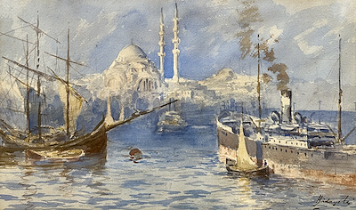 Yüzbaşı (mısırlı) Hidayet (? - 1972) Haliç. imzalı tablo — Sulu Boya, 30×50 cm, 84.851 TL müzayede satışı