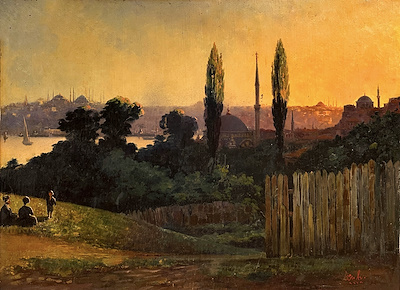 Kolağası Hulusi (1859-?) Cihangir’den Sultanahmet. imzalı tablo — Yağlı Boya, 45×62 cm, 577.378 TL müzayede satışı