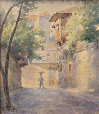 Nazmi Ziya imzalı tablo — Sulu Boya, 20×16 cm, 487.678 TL müzayede satışı