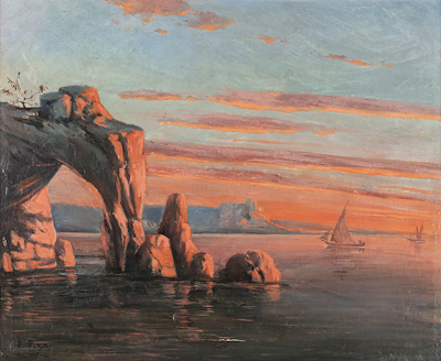 ALİ RIZA TOROSLU (1875-1935)-“Faselis Harabeleri” İmzalı. Peyzaj
