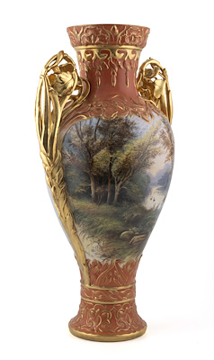 YILDIZ PORSELEN SARAY İŞİ “HALİD NACİ” İMZALI ART-NOUVEAU VAZO