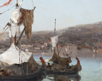GERMAIN FABIUS BREST (1823-1900)-“Boğaz'da Yelkenliler” İmzalı
