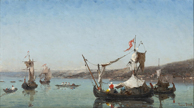 GERMAIN FABIUS BREST (1823-1900)-“Boğaz'da Yelkenliler” İmzalı