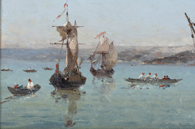 GERMAIN FABIUS BREST (1823-1900)-“Boğaz'da Yelkenliler” İmzalı