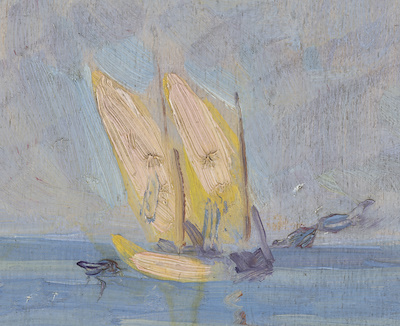 NAZMİ ZİYA (1881-1937)-“Günbatımında Yelkenli” İmzalı. 33 tarihli