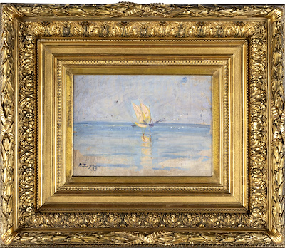 NAZMİ ZİYA (1881-1937)-“Günbatımında Yelkenli” İmzalı. 33 tarihli